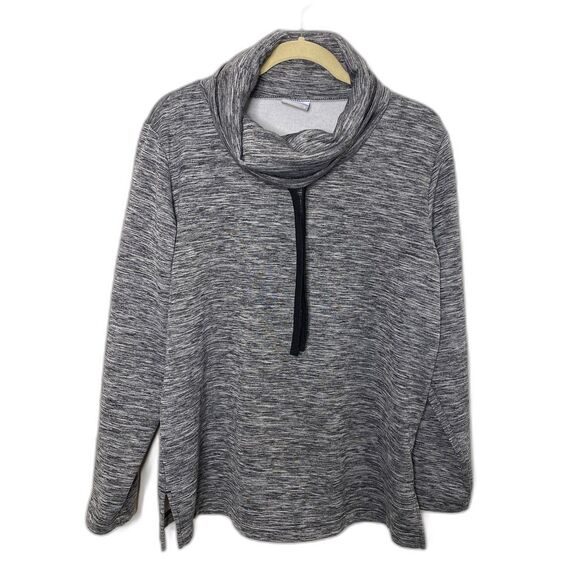 Columbia Womens Heather Gray Cowl Neck Pullover Sweatshirt Drawstring Cozy Sz M - Picture 1 of 10